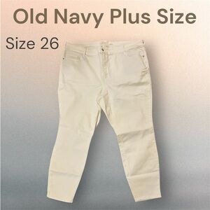 Old Navy Plus Size Beige/White Jean Pants Rockstar Super Skinny Size 26
